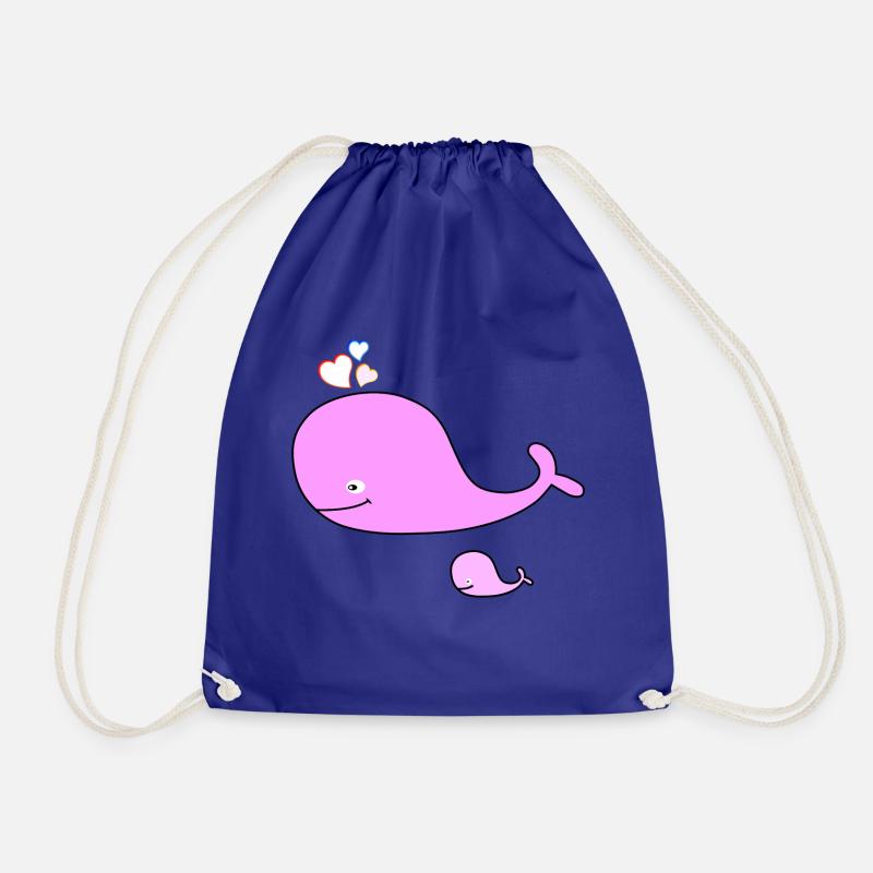 Pink whale - Drawstring Bag - royal blue