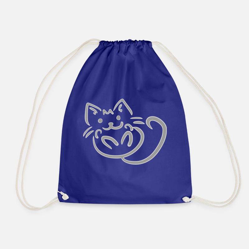 Gray cat - Drawstring Bag - royal blue
