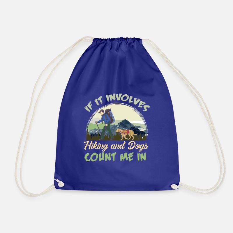 Hikers Hiking Dogs Mountain Forest Gift Backpack - Drawstring Bag - royal blue