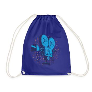 Retro Cinema Camera - Drawstring Bag - royal blue - Front