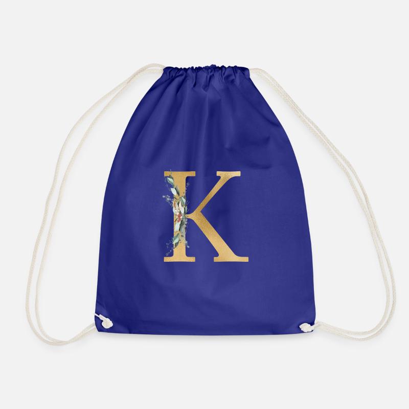 Customizable Monogram AK - Drawstring Bag - royal blue