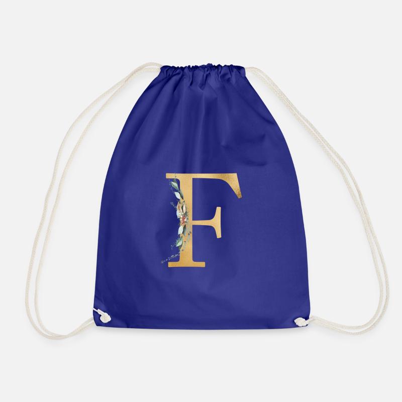 Customizable Monogram F - Drawstring Bag - royal blue