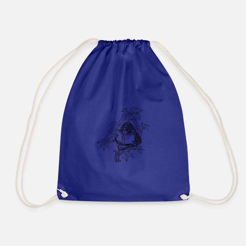 Monkey with book - Drawstring Bag - royal blue