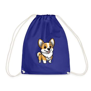 Corgi Dog Comic Cute - Drawstring Bag - royal blue - Front