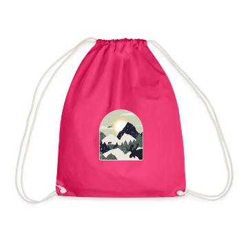 Nature Forest Mountains Hiking - Drawstring Bag - fuchsia - Front