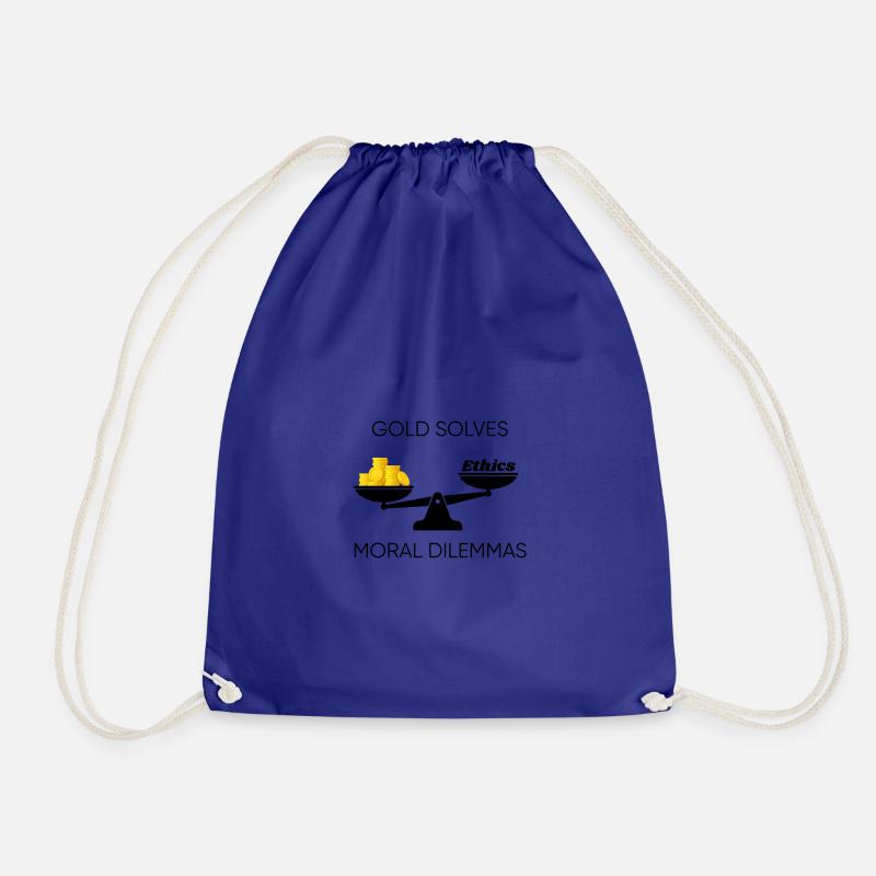 Gold solves Moral Dilemmas - Drawstring Bag - royal blue
