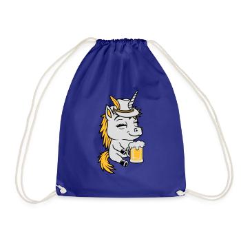 Beer-drinking seated unicorn - Drawstring Bag - royal blue - Front