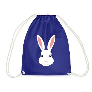 White female rabbit - Drawstring Bag - royal blue - Front