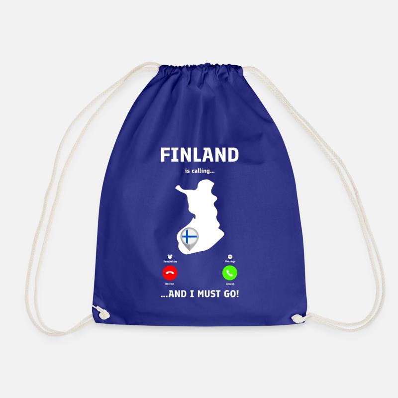 Finland Is Calling - Funny Incoming Call Design - Drawstring Bag - royal blue