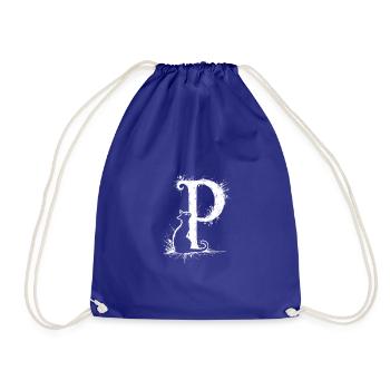 Letter p with cat - Drawstring Bag - royal blue - Front
