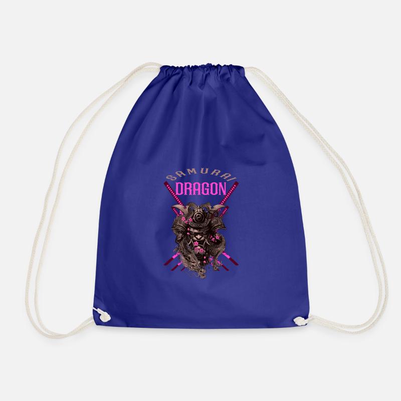 samurai dragon - Drawstring Bag - royal blue
