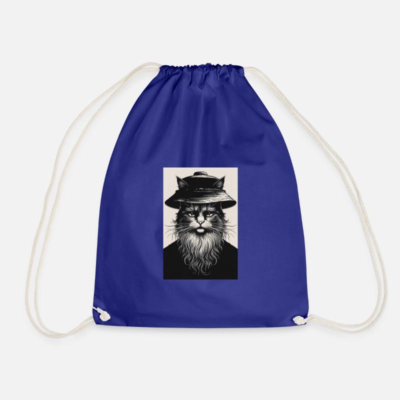 The Silent Cat - Drawstring Bag - royal blue