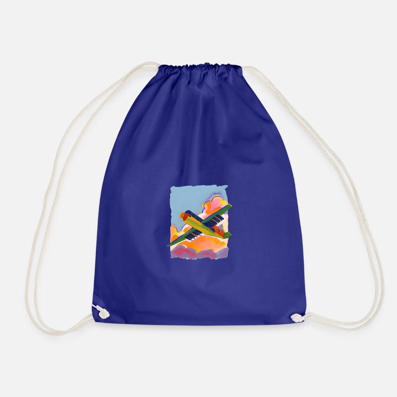 Airplane painted - Drawstring Bag - royal blue