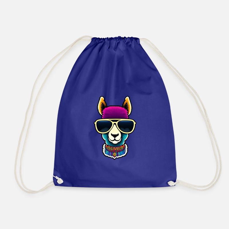 cute lama - Drawstring Bag - royal blue