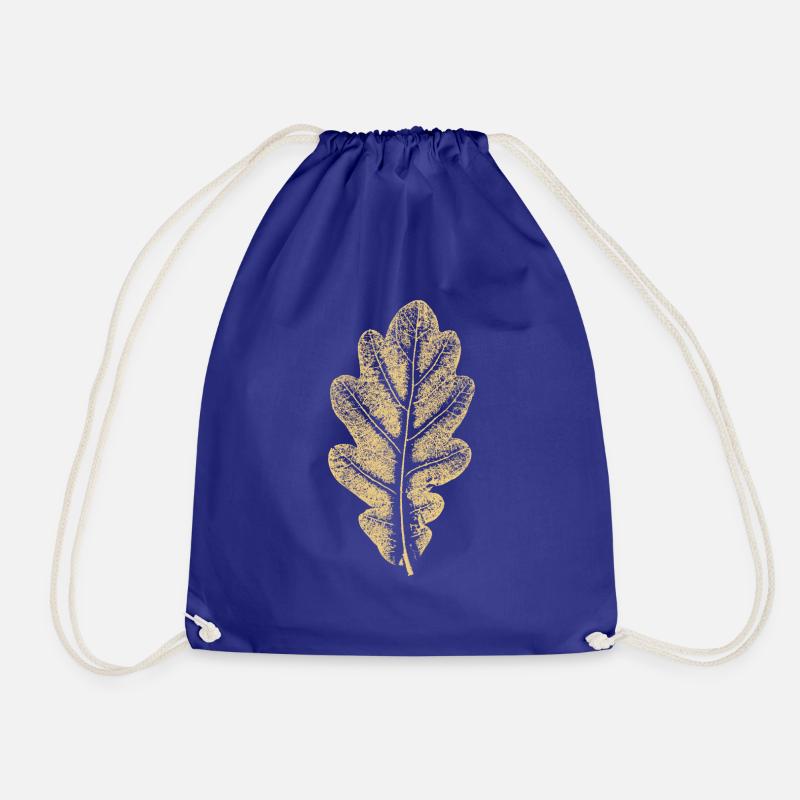 Oak Leaf - Khaki Leaf/ Oak / Tree - Drawstring Bag - royal blue