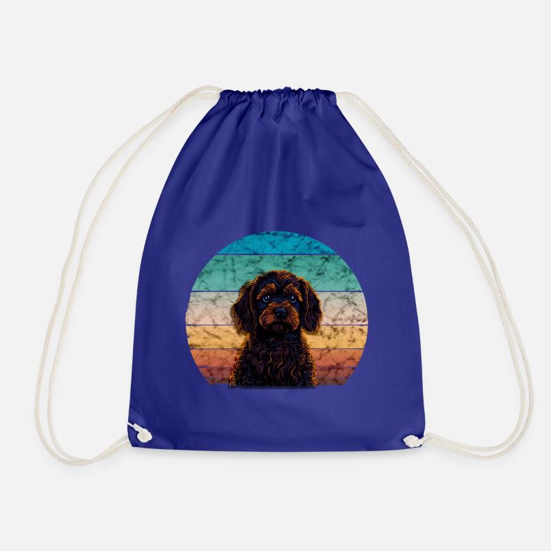 Sunset Cavapoo - Drawstring Bag - royal blue