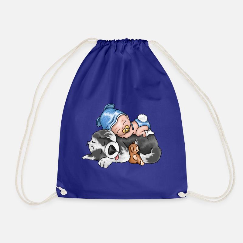 Dog with baby - Drawstring Bag - royal blue
