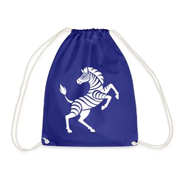 Zebra Hufe hoch Kunststück Silhouette - Turnbeutel - Königsblau - Vorne