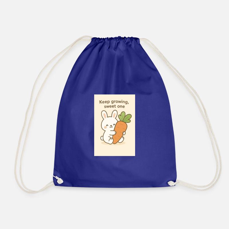 Kawaii Bunny Hugging Giant Carrot - Drawstring Bag - royal blue