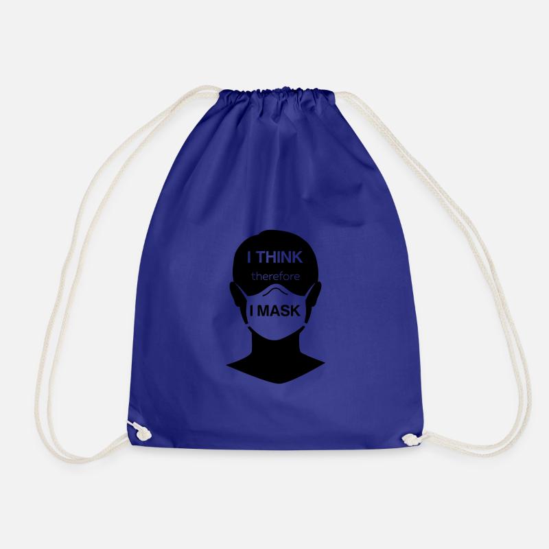 I think therefore I mask - Drawstring Bag - royal blue
