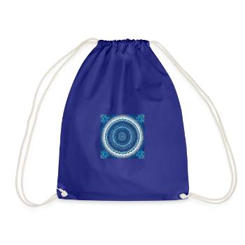 Mandala Kaleidoscope. Blue & white. Retro. - Drawstring Bag - royal blue - Front