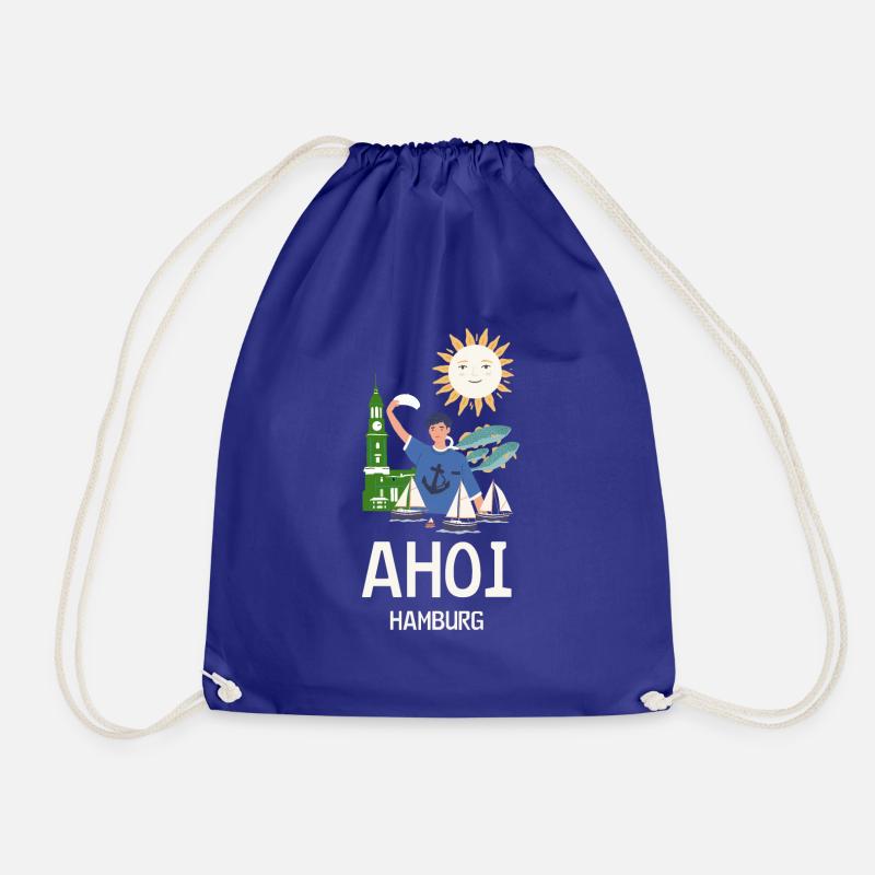 Ahoy Hamburg Illustration - Drawstring Bag - royal blue