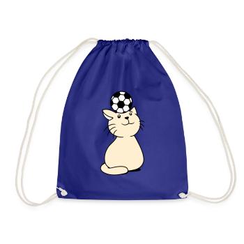 Ball Spielende Katze Balanciert Fußball Kopf Spaß - Turnbeutel - Königsblau - Vorne