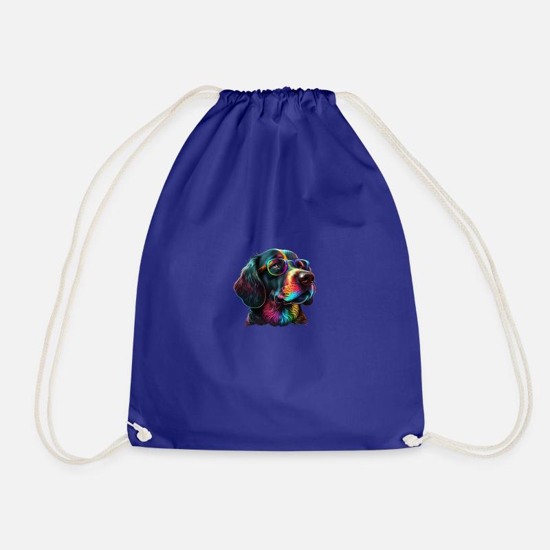 DOG IN GLASSES - Drawstring Bag - royal blue