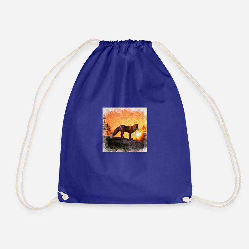 A fox in the picturesque sunset - Drawstring Bag - royal blue