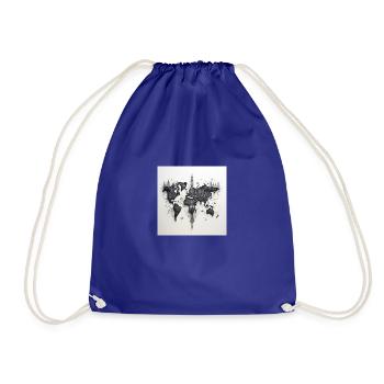 world map black and withe - Turnbeutel - Königsblau - Vorne