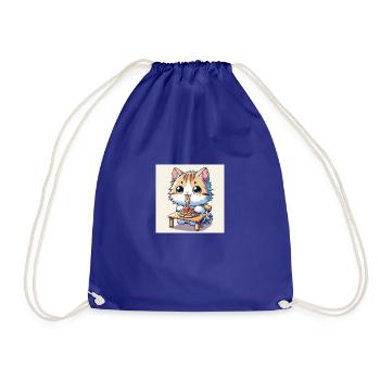 Chaton gourmand dégustant de délicieux spaghettis - Sac de sport léger - bleu roi - Devant