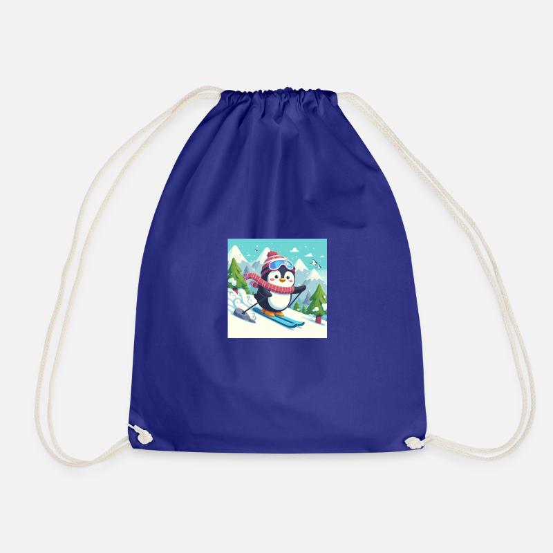 ski penguin - Drawstring Bag - royal blue