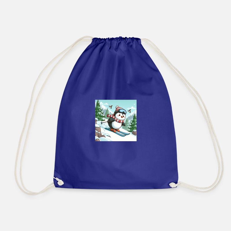 Ski Penguin - Drawstring Bag - royal blue
