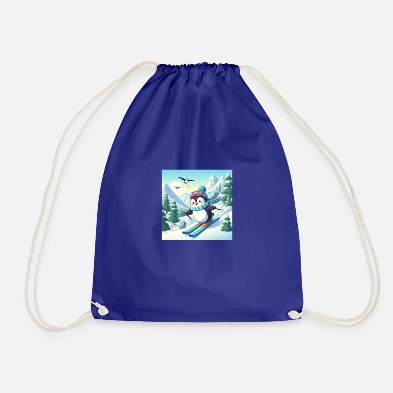 ski penguin - Drawstring Bag - royal blue