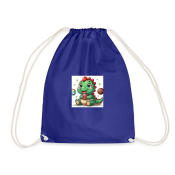 Dino small with muffin and cookie - Drawstring Bag - royal blue - Front