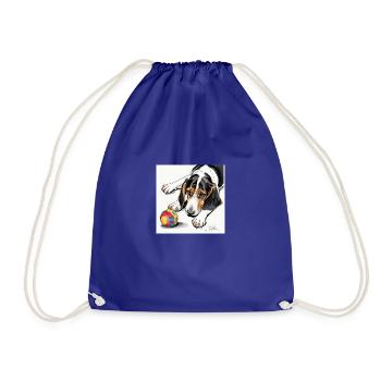 Niedlicher Basset-Hund mit Spielzeug - Turnbeutel - Königsblau - Vorne