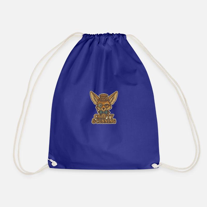 Crafty and Cunning - Steampunk Fennek - Drawstring Bag - royal blue