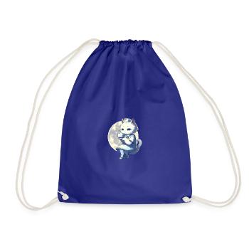 Cat Nurse Drinking Coffee on the moon - Drawstring Bag - royal blue - Front
