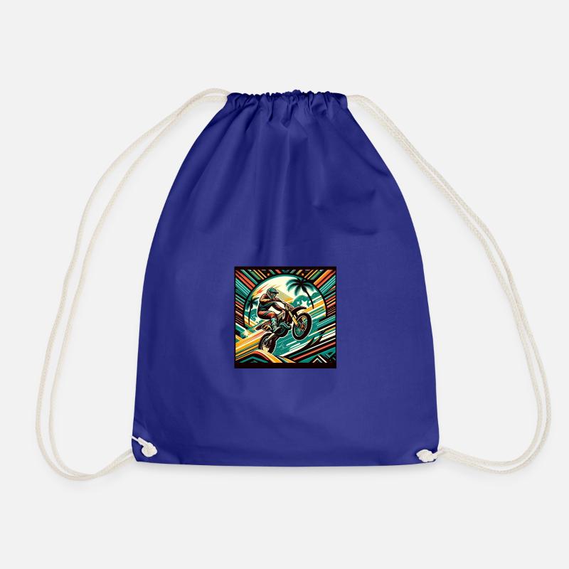Tropical Trail Moto Tee - Drawstring Bag - royal blue