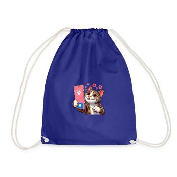 Smiling cat taking a selfie. - Drawstring Bag - royal blue - Front