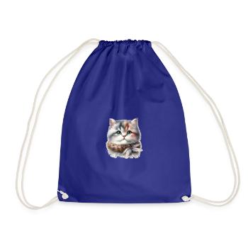 Cute Cat - Drawstring Bag - royal blue - Front