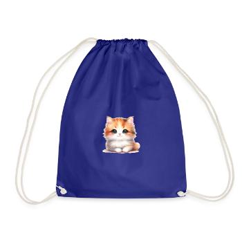 Cute Cat - Drawstring Bag - royal blue - Front