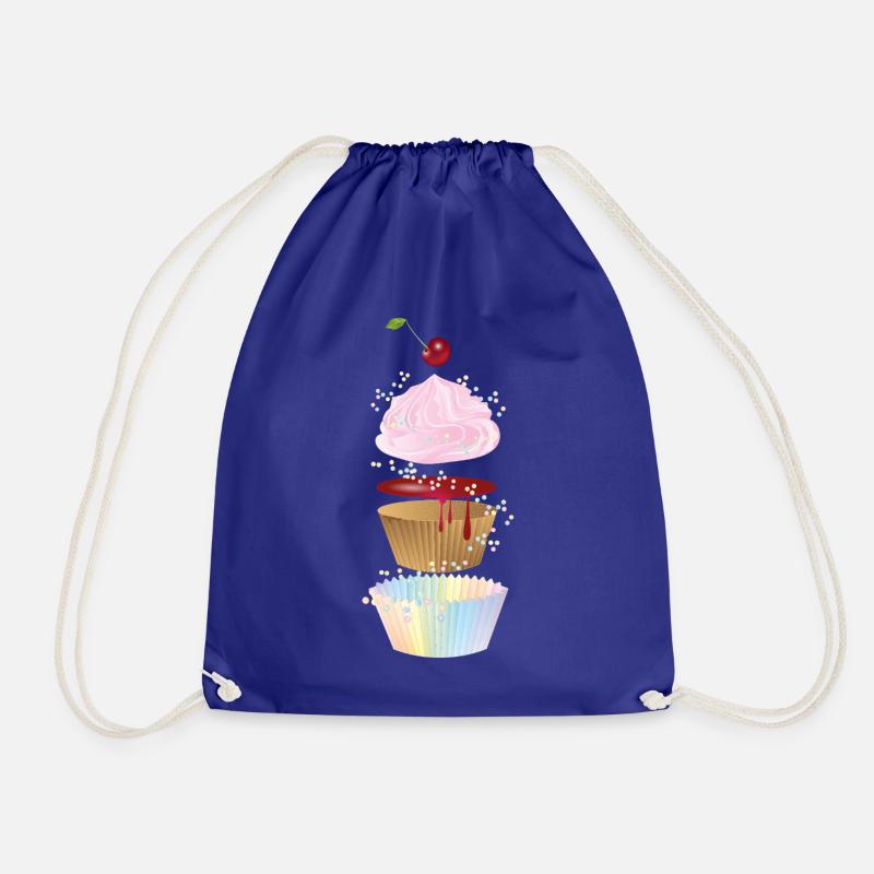 Verspielte Cupcake-Illustration in Einzelteilen - Turnbeutel - Königsblau