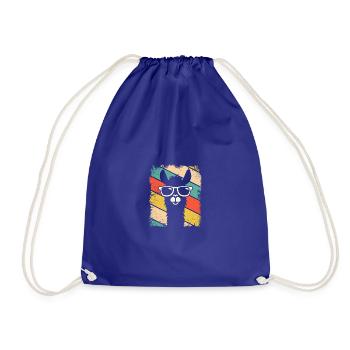 Retro Lama Alpaca with Sunglasses Lama Alpaka - Drawstring Bag - royal blue - Front