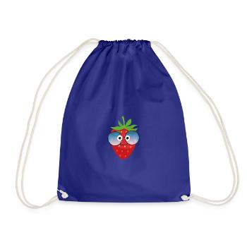 fraise, baie, bande dessinée, lunettes de soleil, - Sac de sport léger - bleu roi - Devant