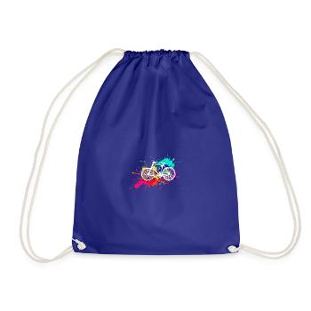 Bicycle,painting, illustration, watercolor,colorful - Drawstring Bag - royal blue - Front