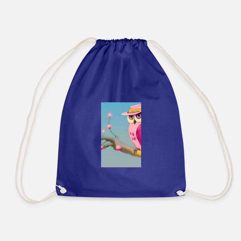 Owl with hat - Drawstring Bag - royal blue