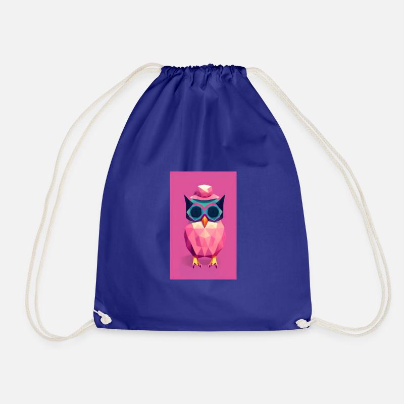 Owl with hat - Drawstring Bag - royal blue