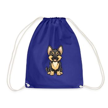 German Shepherd Dog Comic Cute - Drawstring Bag - royal blue - Front
