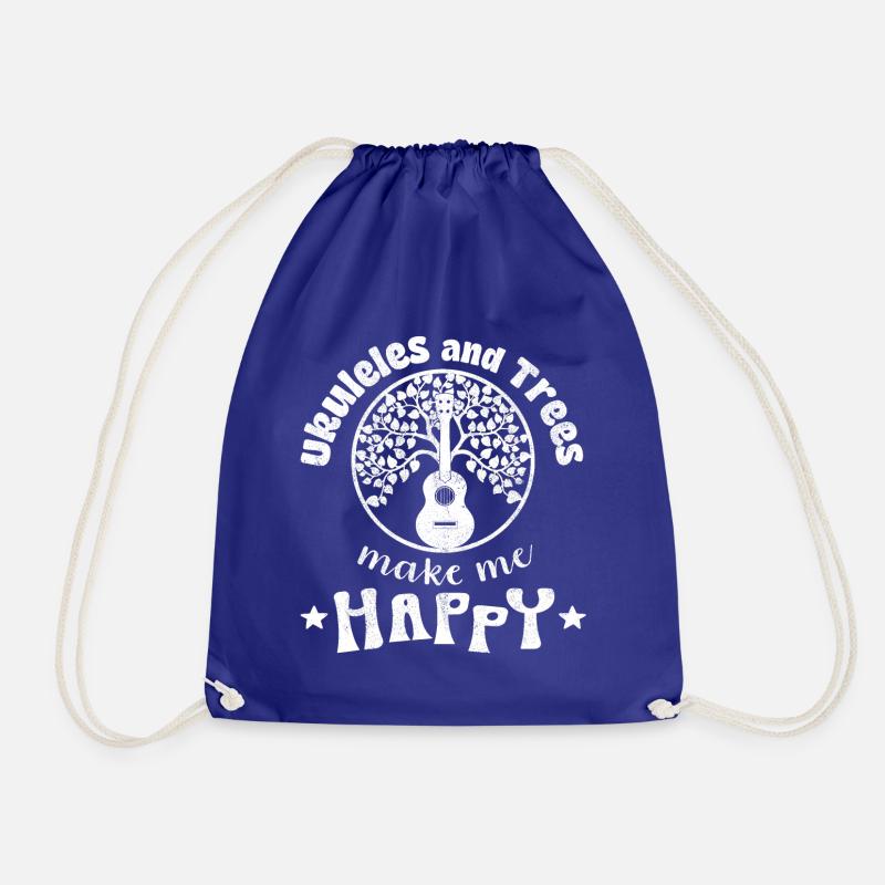 Ukuleles and Trees make me Happy weiss - Drawstring Bag - royal blue